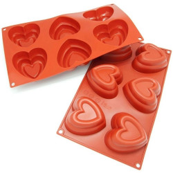 2 Layer Heart Shape 6 Cavity Silicone Mould