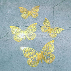 3D Gold Hollow Butterfly Cake Topper (12 Pieces)