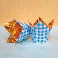 Blue Checks Tulip Cupcake Liners - 108