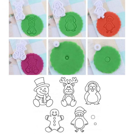 Cute Christmas Characters Fondant Cutter