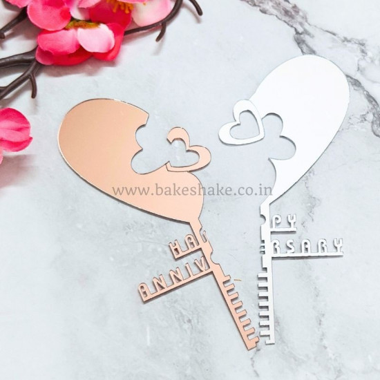 Dual Tone Happy Anniversary Acrylic Cake Topper