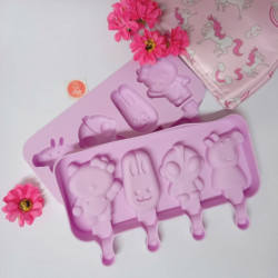  4 Cavity Alien Kitty Peppa Pig Silicone Popsicle Mould