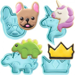 Unicorn, Pug, Crown & Dinosaur Plunger Cutter Set