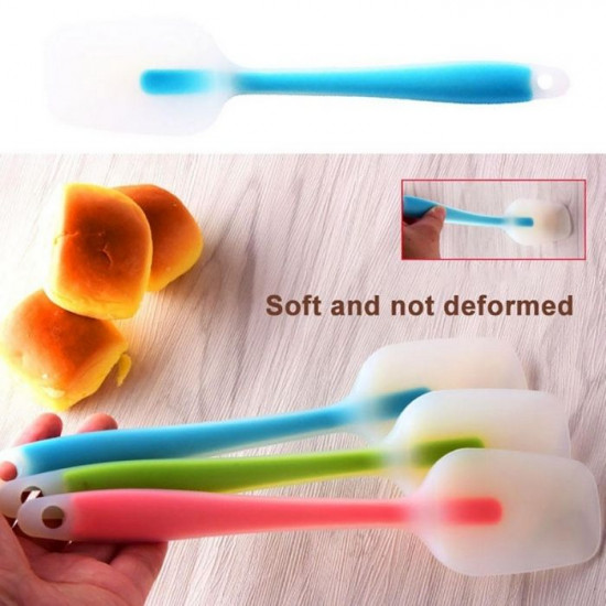 Full Silicone Spatula Spoon 1 Piece (21.5 X 4.5 Cm, Random Colour)